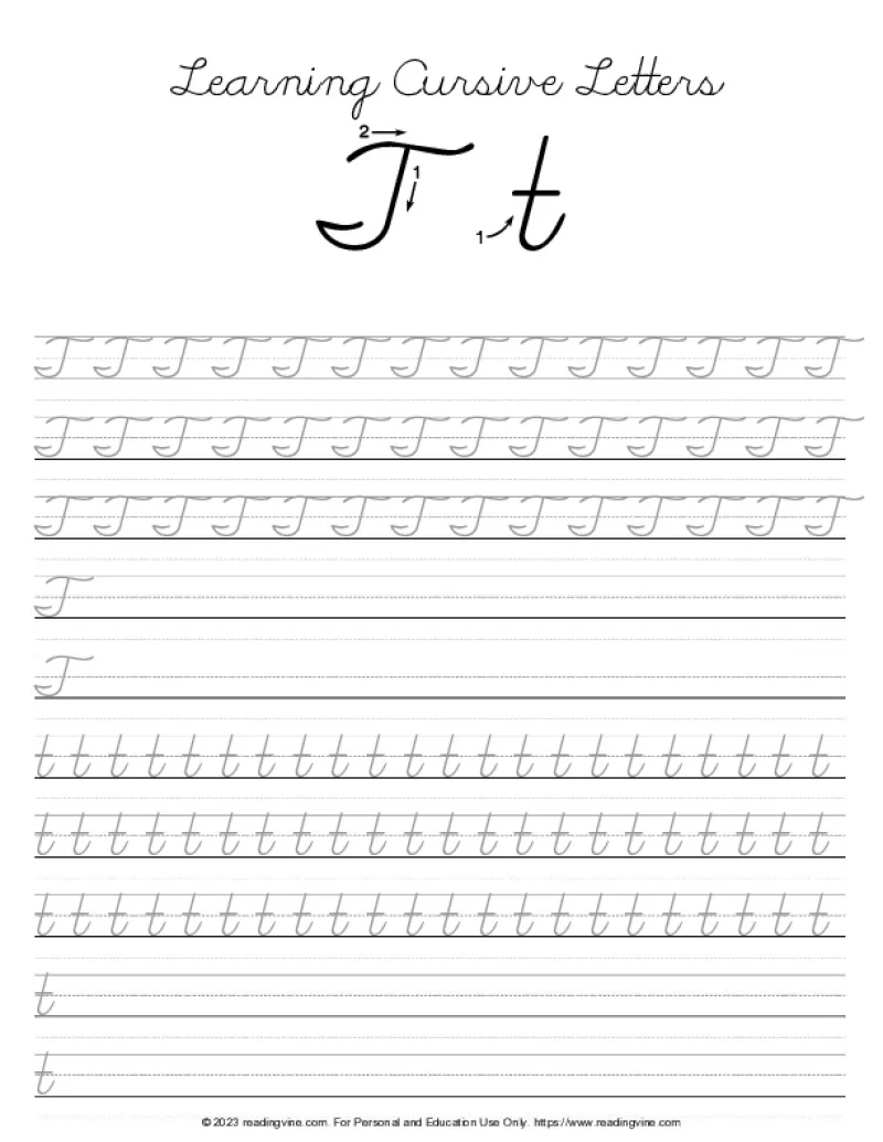 Cursive Writing Letter T ReadingVine