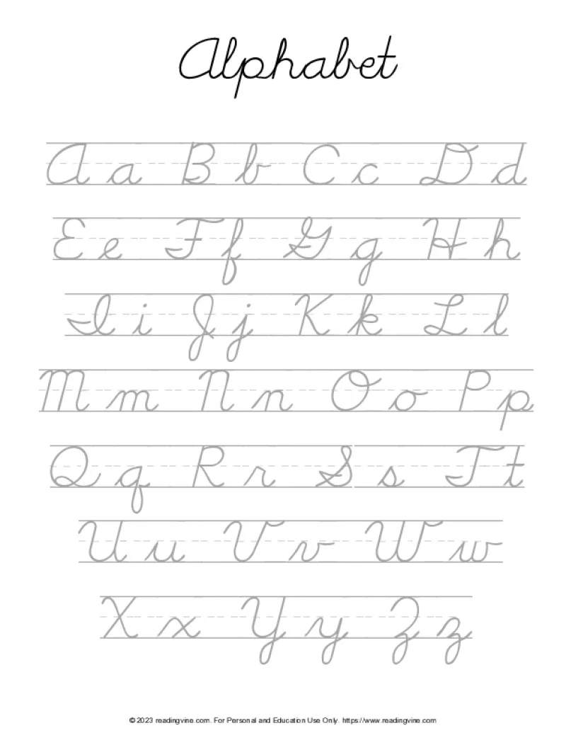 Cursive Writing Practice Sheets PDF ReadingVine
