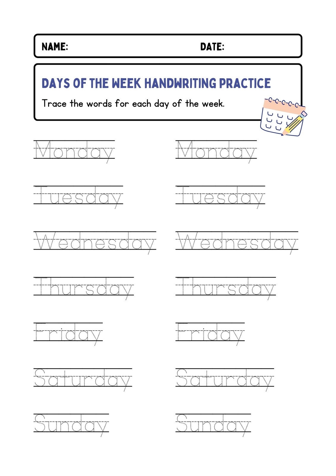 handwriting exercise worksheets