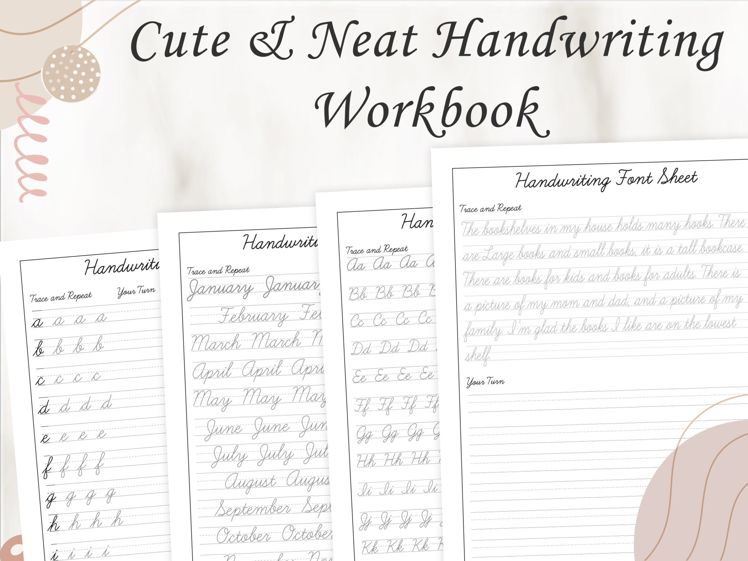 Cute Cursive Handwriting Practice Sheets Handwriting Worksheets Cursive Handwriting Worksheets For Kids Printable PDF Instant Download Etsy