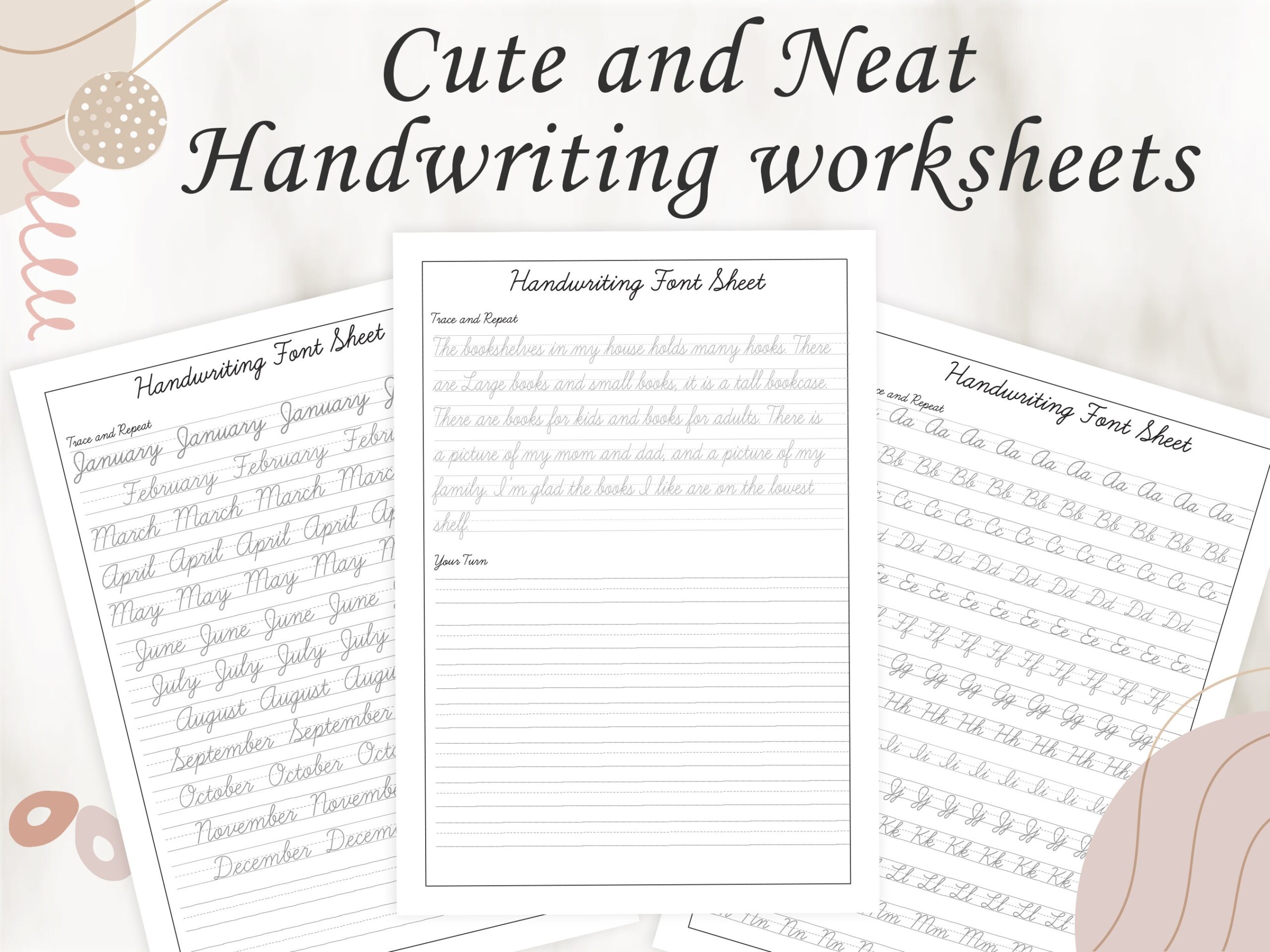 Cute Cursive Handwriting Practice Sheets Handwriting Worksheets Cursive Handwriting Worksheets For Kids Printable PDF Instant Download Etsy