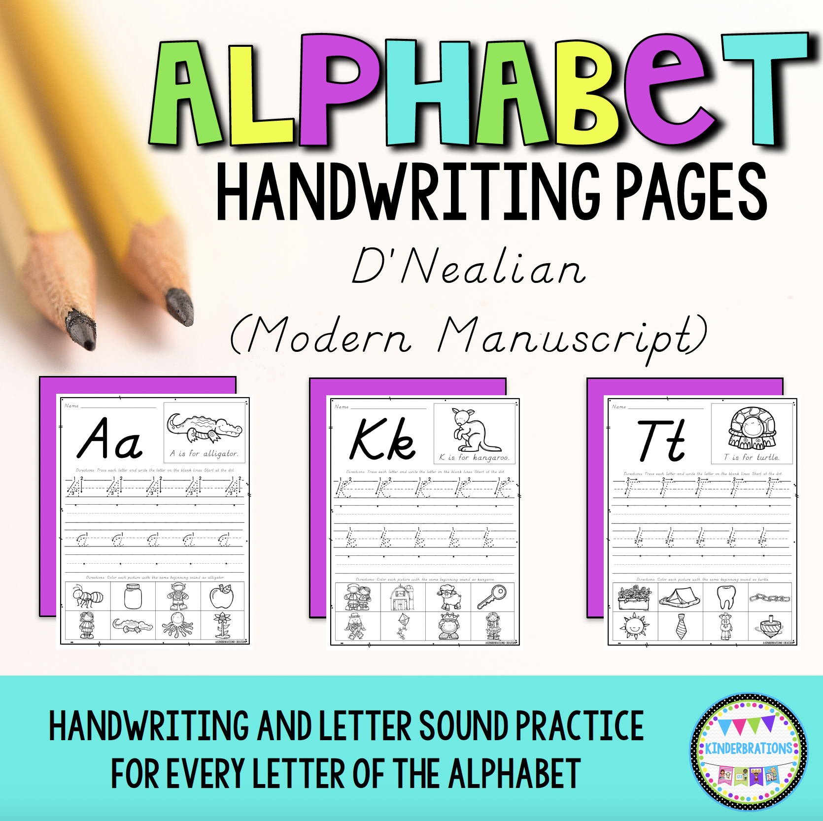 D Nealian Modern Manuscript Alphabet ABC Handwriting Practice Pages Kinderbrations