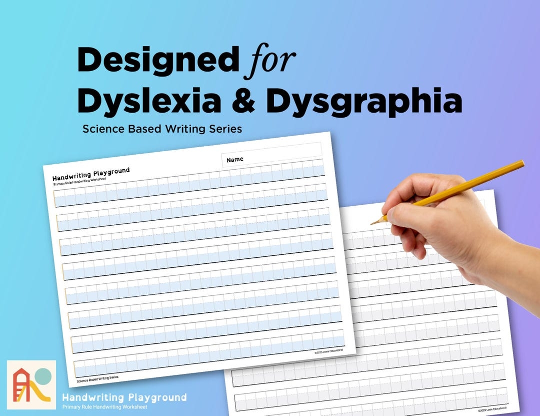 Dyslexia Dysgraphia Handwriting Practice Primary Ruled Worksheets printable PDF Etsy Israel
