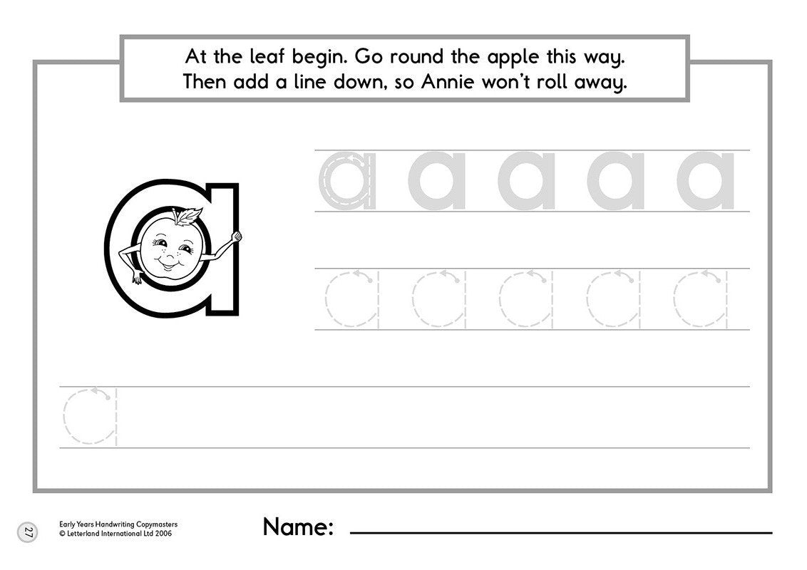 Early Years Handwriting Copymasters Letterland Australia Edsource Worksheets Library