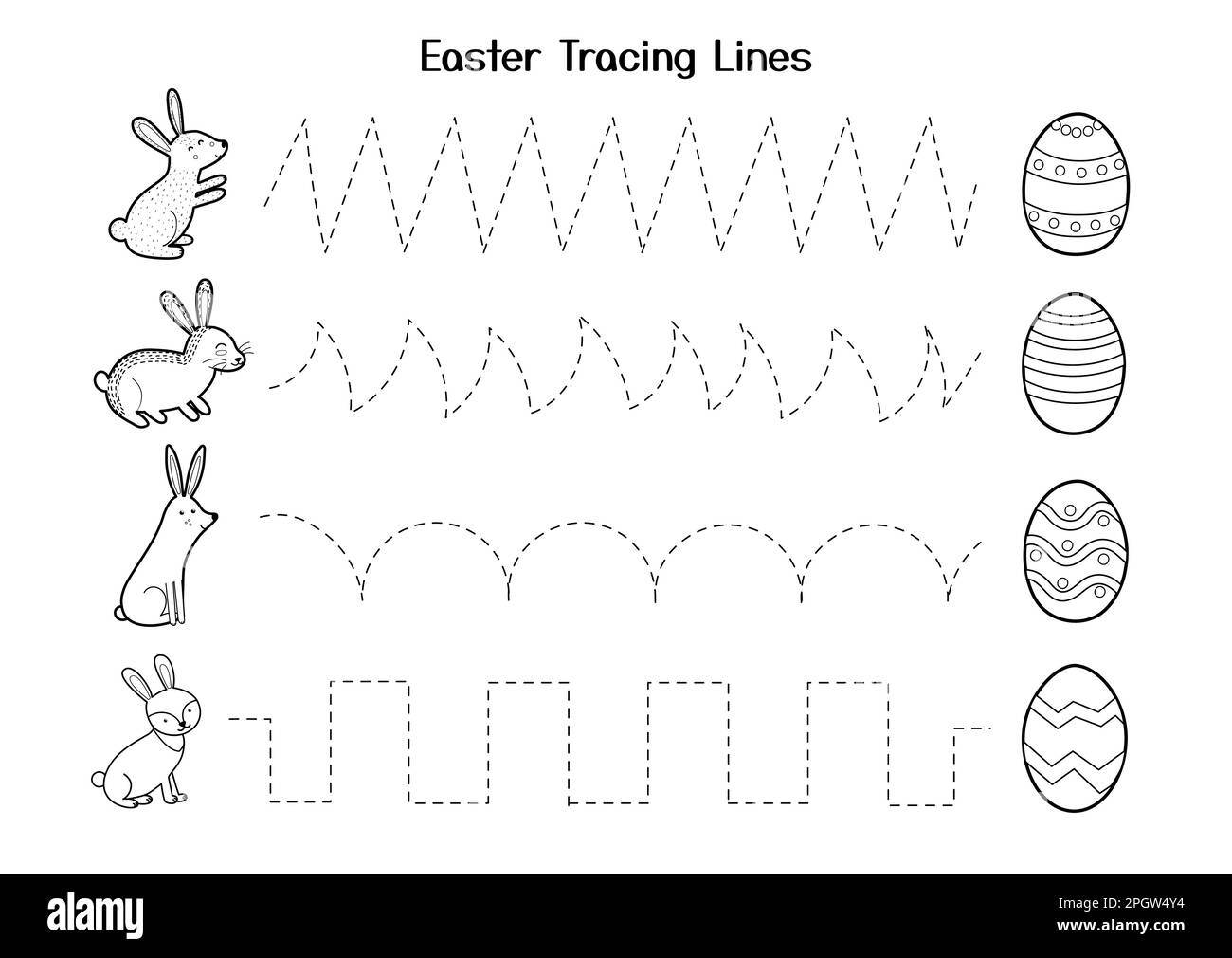 Easter Tracing Lines Worksheet For Kids Handwriting Practice Activity Page Stock Vector Image Art Alamy