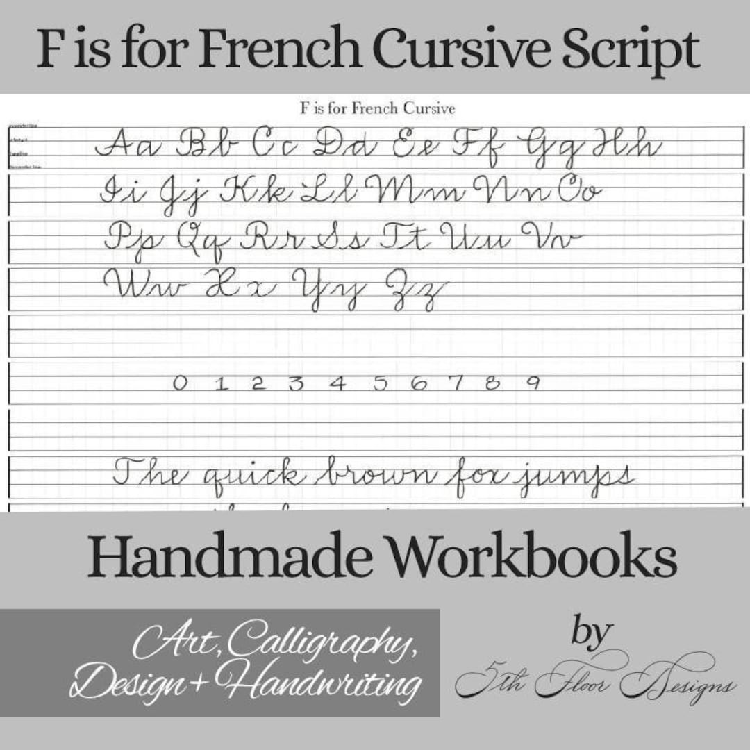 F Is For French Cursive Script Workbook Etsy