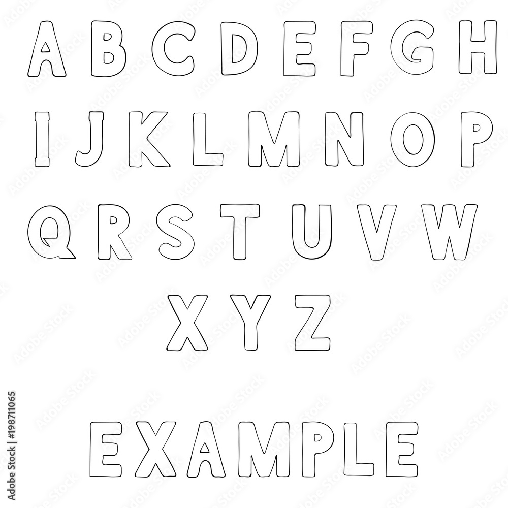 Font Outline Alphabet Letters Stock Vector Adobe Stock