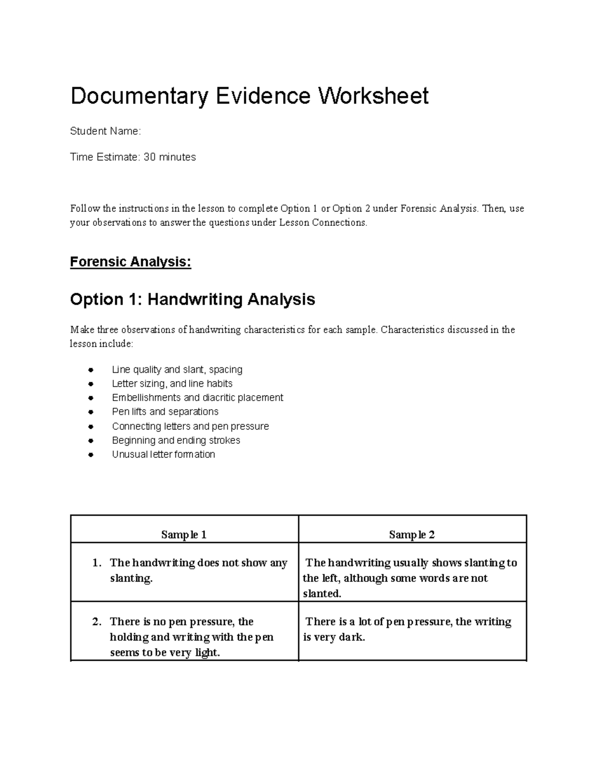 Forensic Analysis Worksheet Handwriting Analysis 1 04 Studocu Forensic Analysis Worksheet Handwriting Analysis 1 04 Studocu