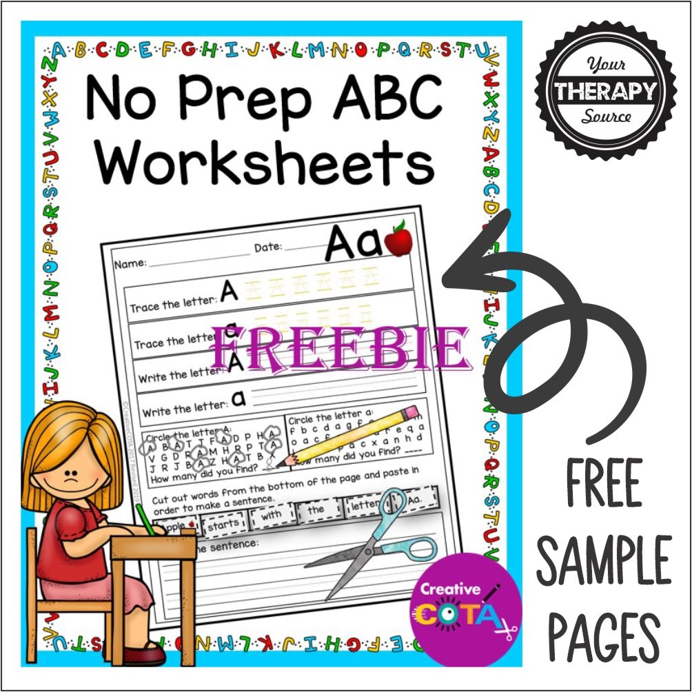 Free ABC Worksheets Your Therapy Source