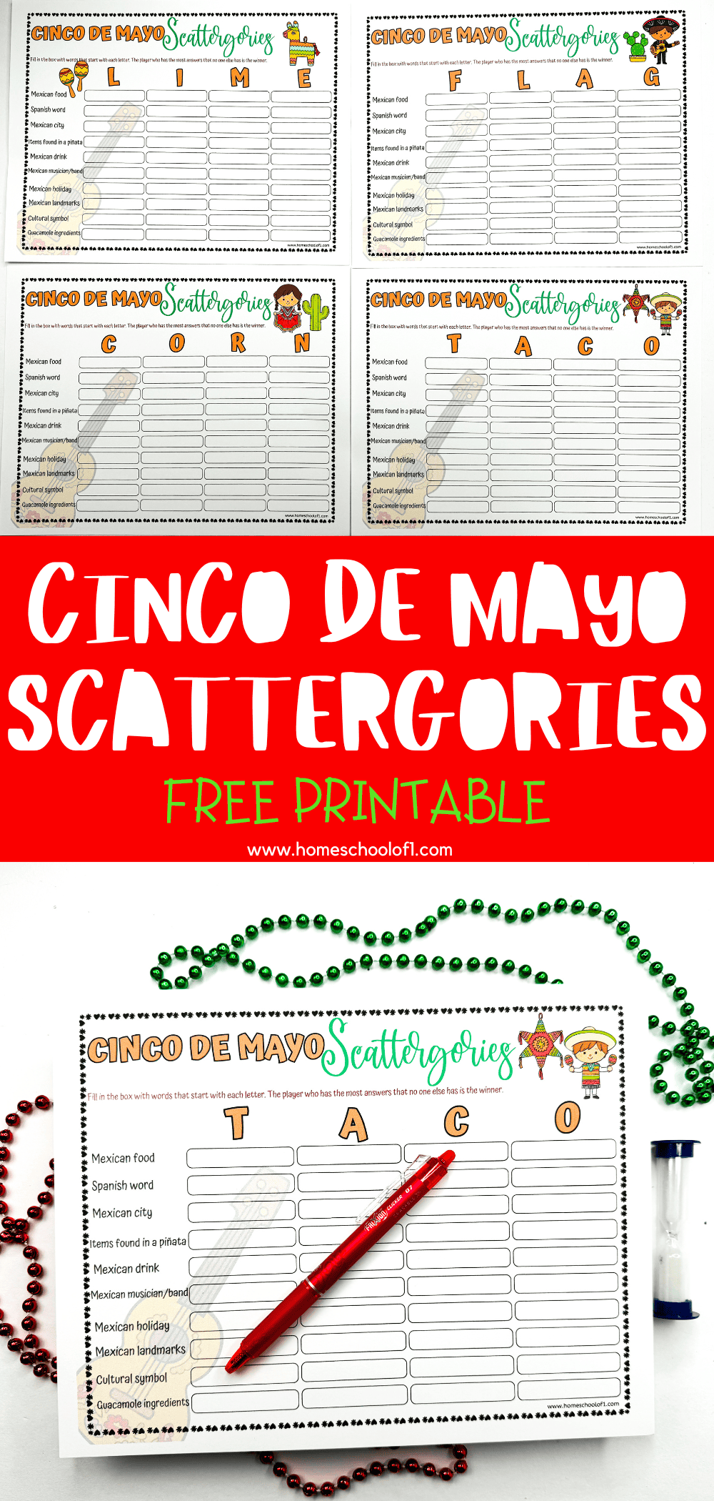 Free Cinco De Mayo Scattergories Printable