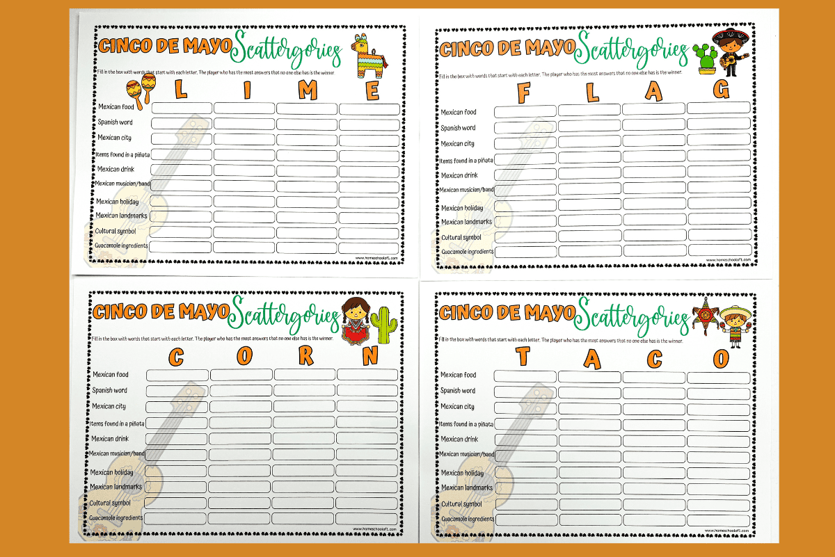 Free Cinco De Mayo Scattergories Printable