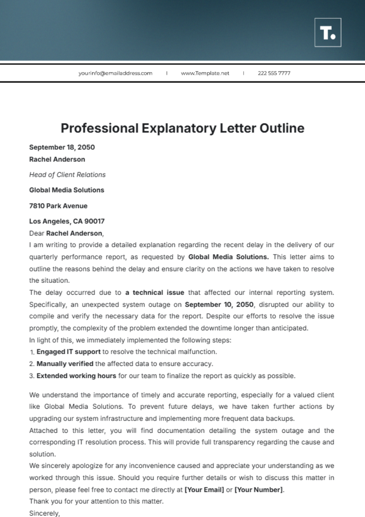 Free Explanatory Letter Outline Template To Edit Online