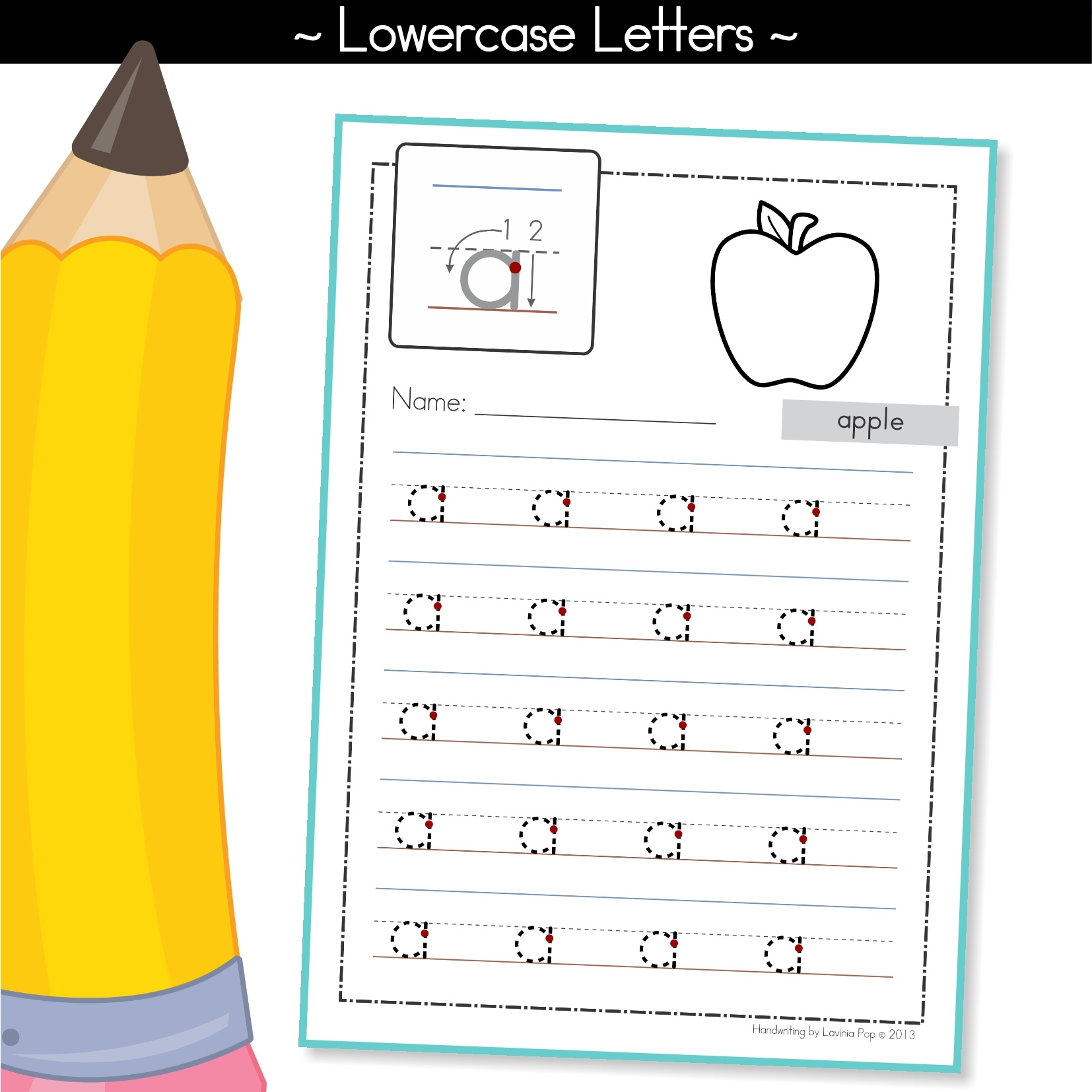 FREE Handwriting Practice Pages Lowercase Letters In My World