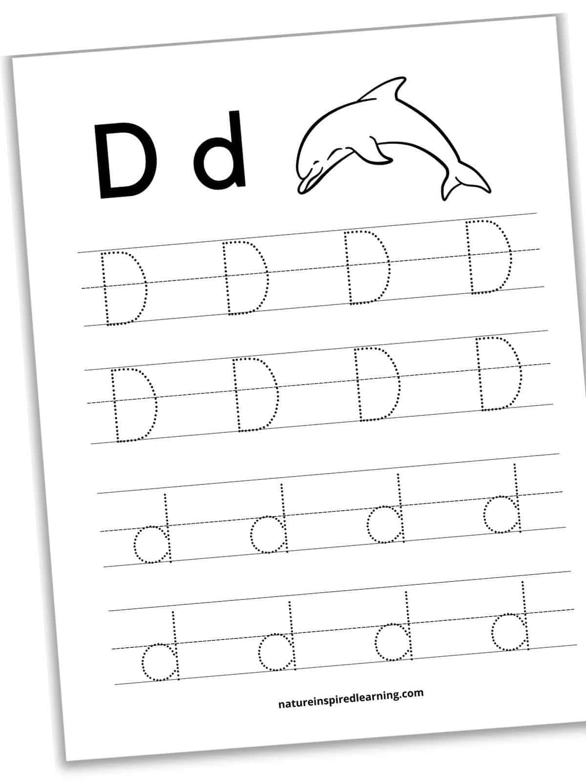 Free Letter D Tracing Worksheets Nature Inspired Learning