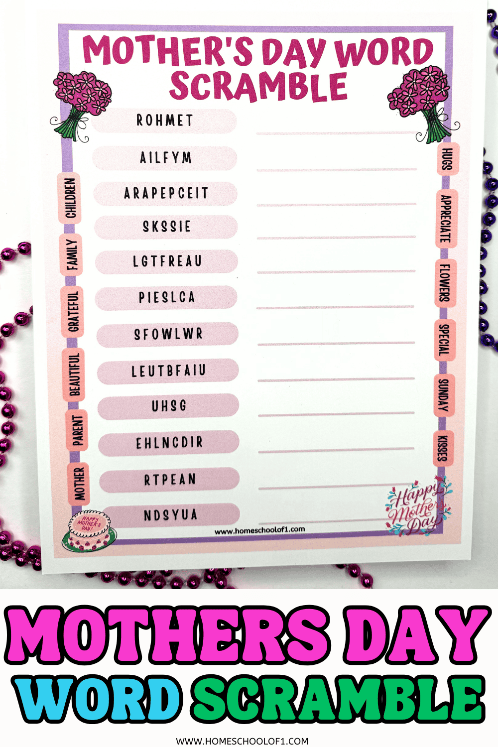 Free Mother s Day Word Scramble Printable For Kids