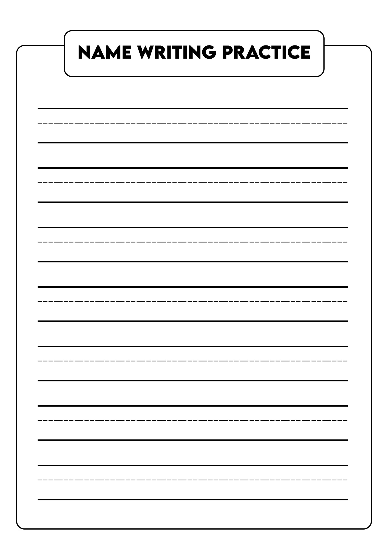 Free Name Writing Practice Sheet For Kindergarten KindergartenWorks Worksheets Library