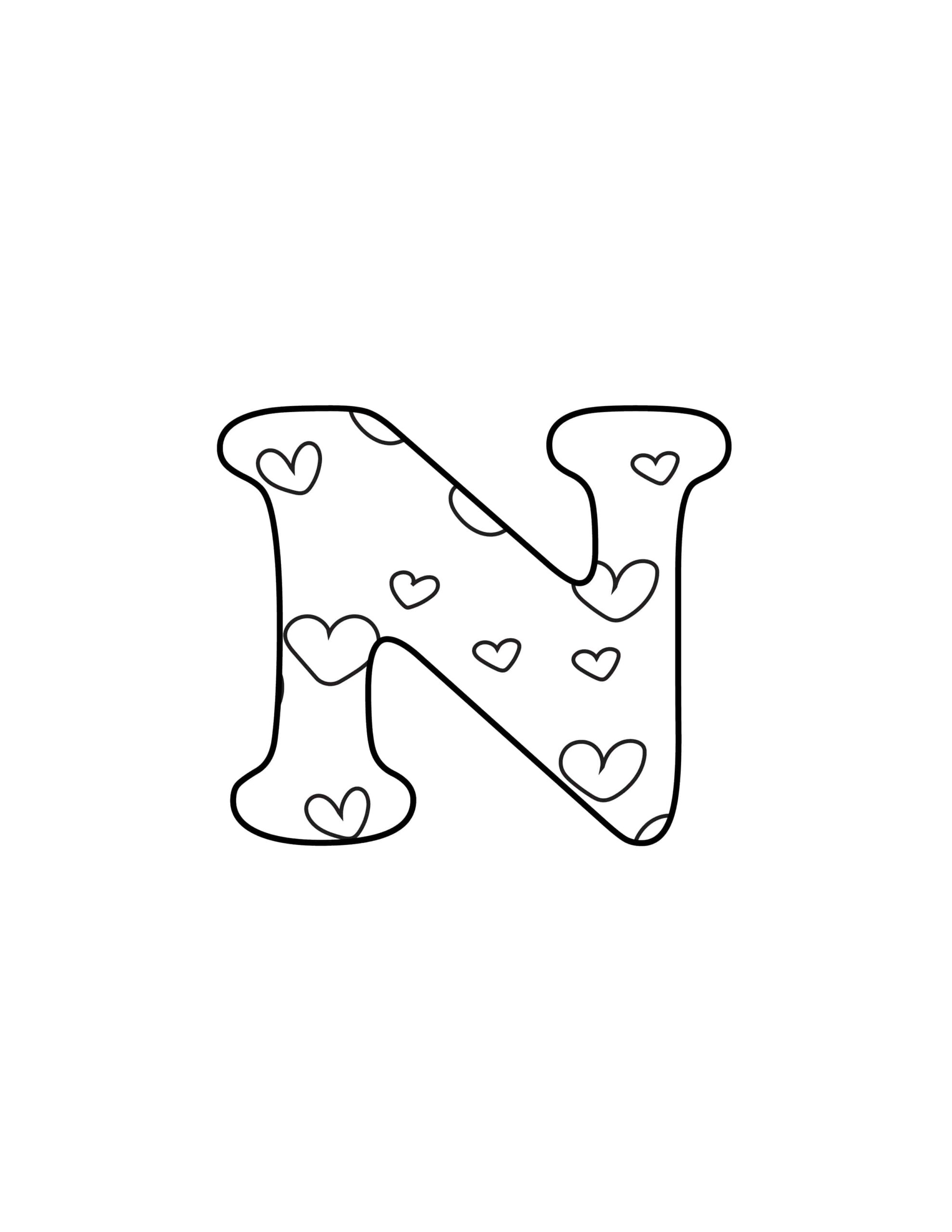 Free Printable Bubble Letters Valentine Bubble Letter N