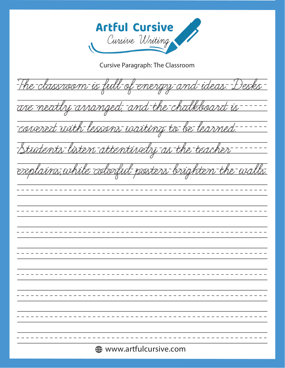 Free Printable Cursive Paragraph Writing Worksheets