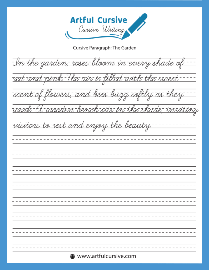 Free Printable Cursive Paragraph Writing Worksheets