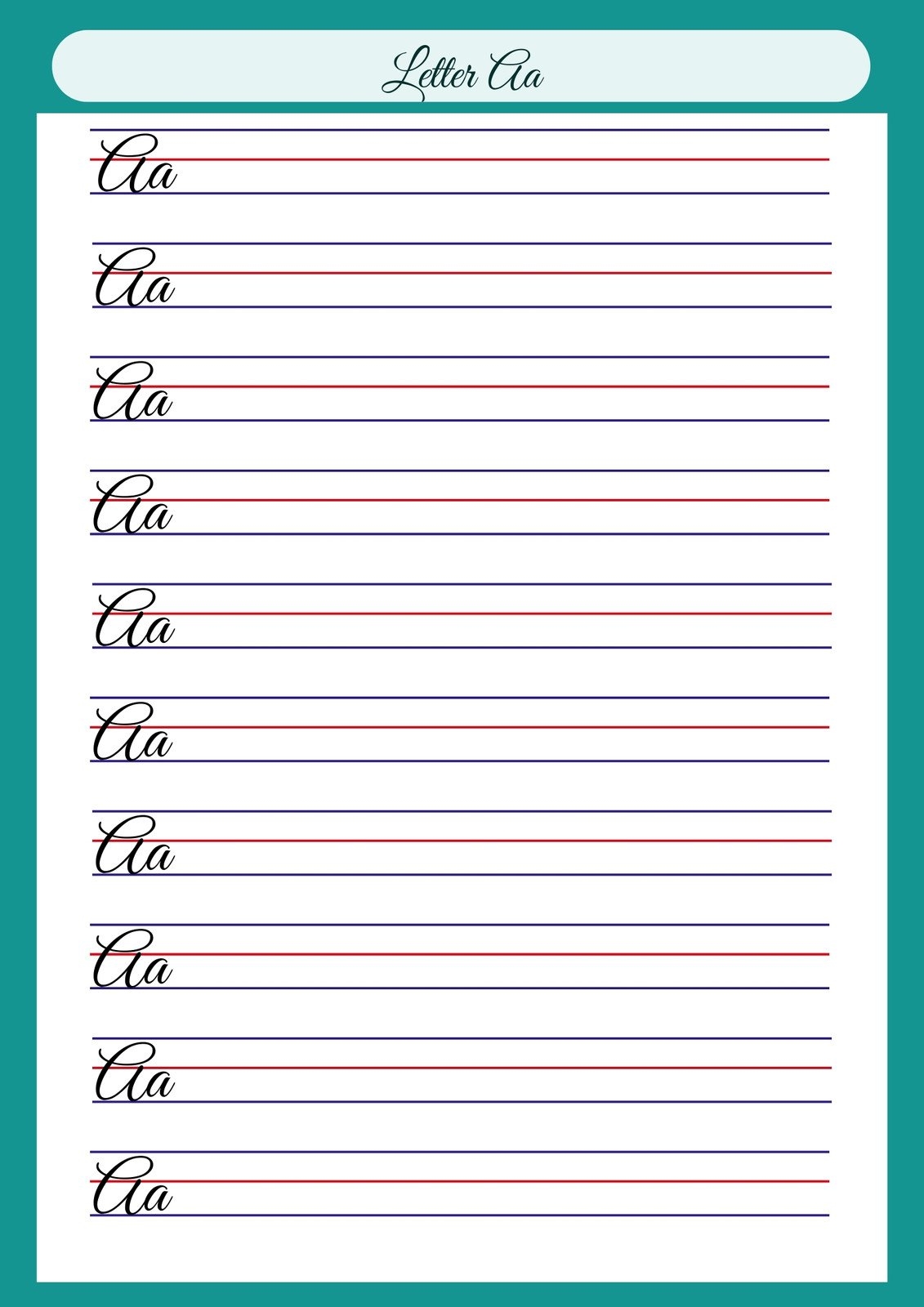 letter cursive handwriting worksheets