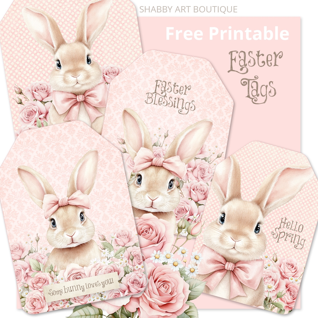Free Printable Easter Tags Shabby Bunnies Roses Shabby Art Boutique