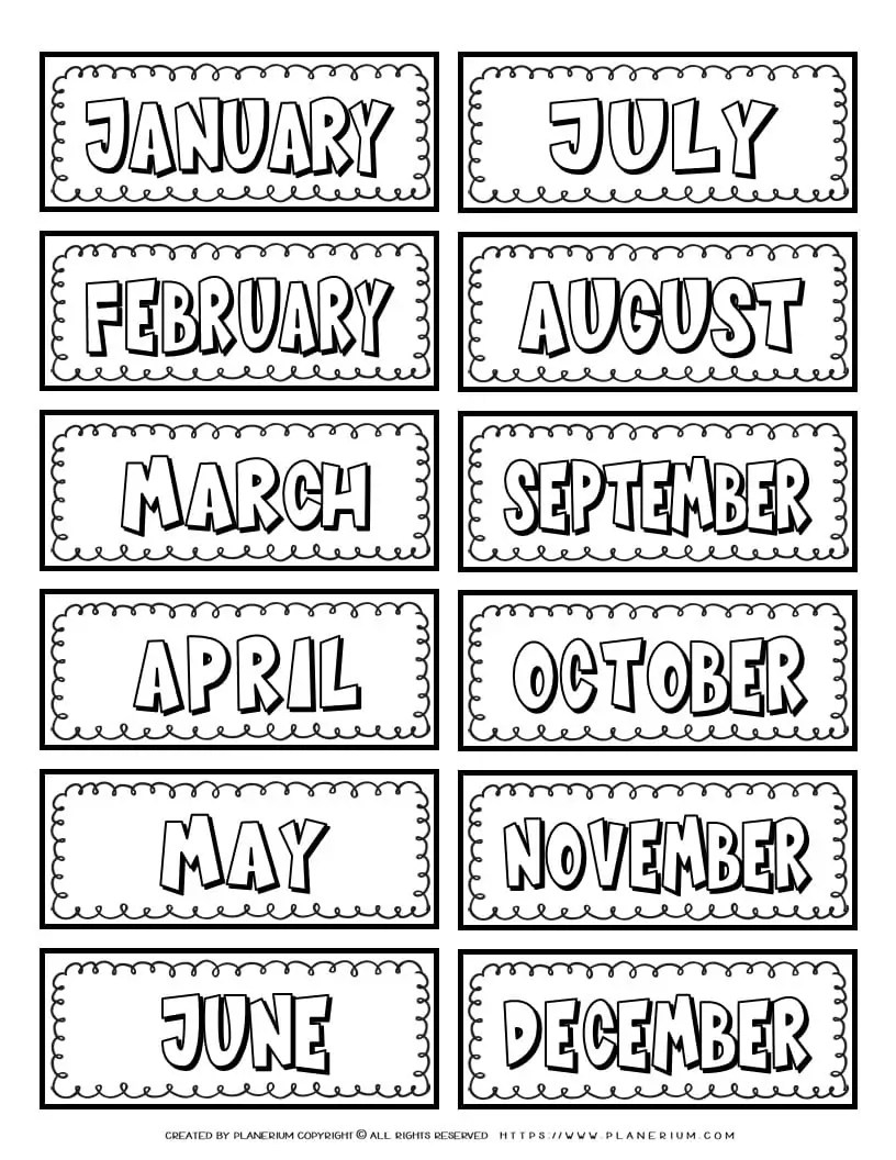 Free Printable Month Labels For Kindergarten