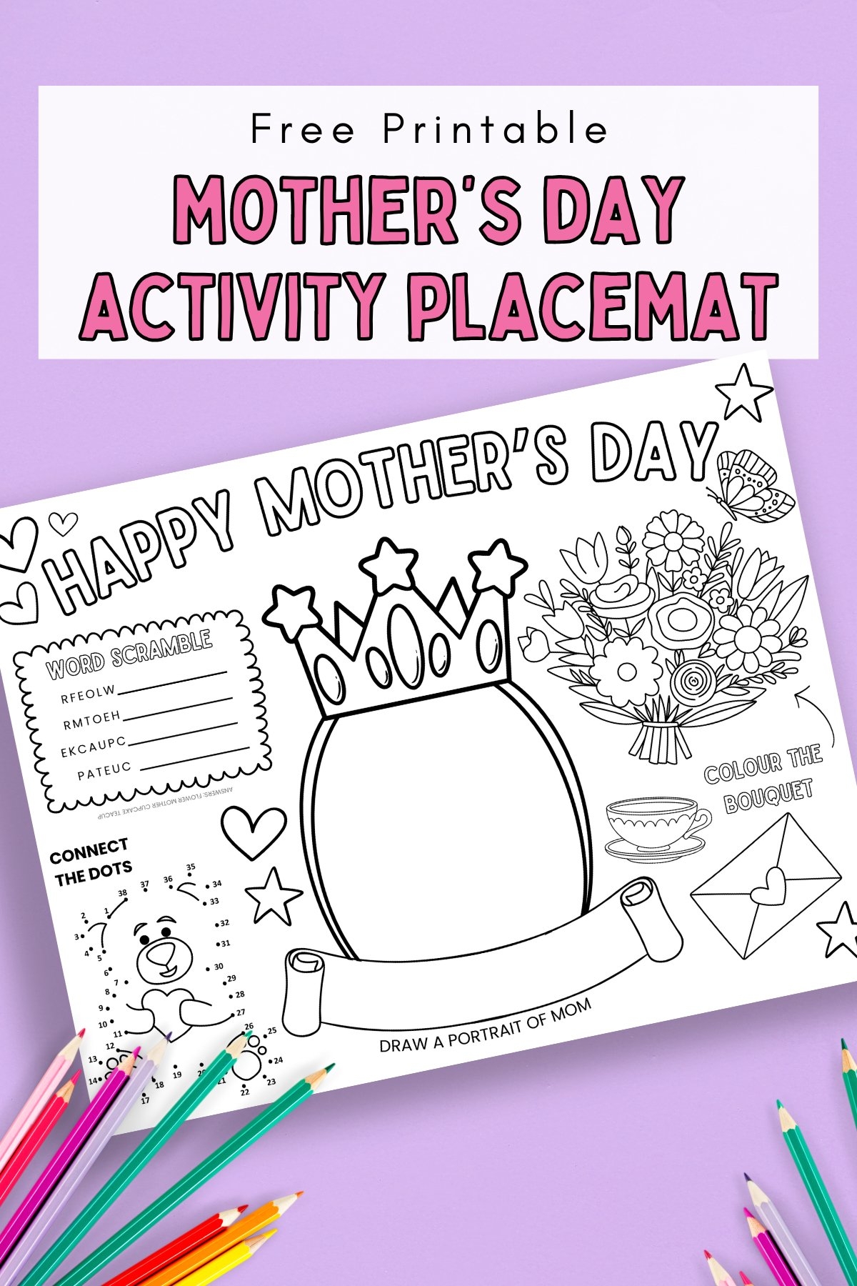 Free Printable Mother s Day Activity Placemat Gathering Beauty