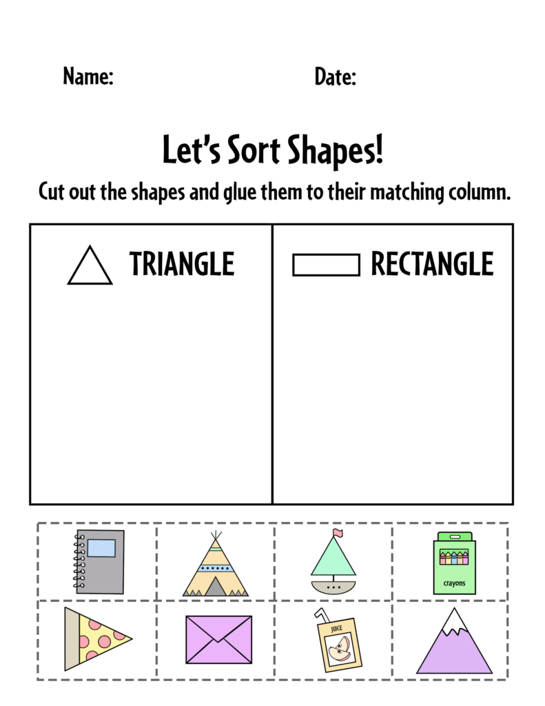 Free Shape Sorting Worksheets For Preschool The Hollydog Blog