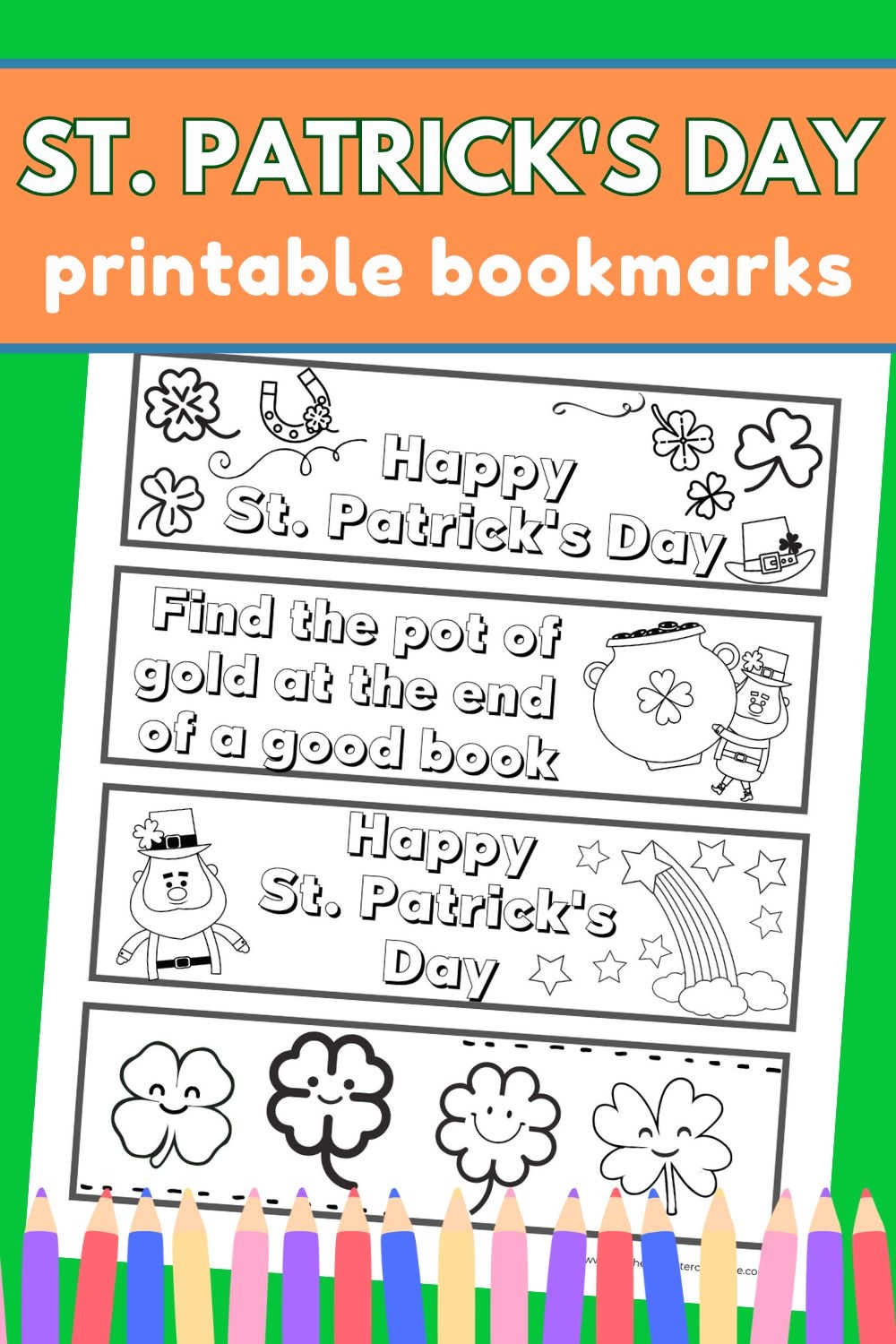 Free St Patrick s Day Printable Bookmarks To Color For Kids