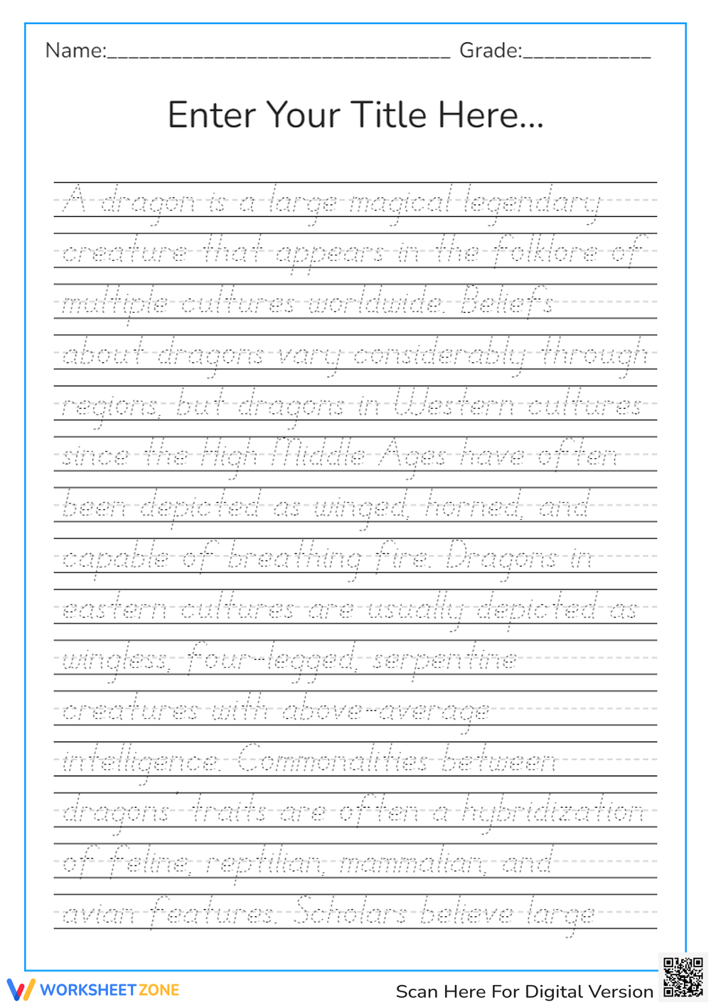 Grade 5 Handwriting Worksheets Printable