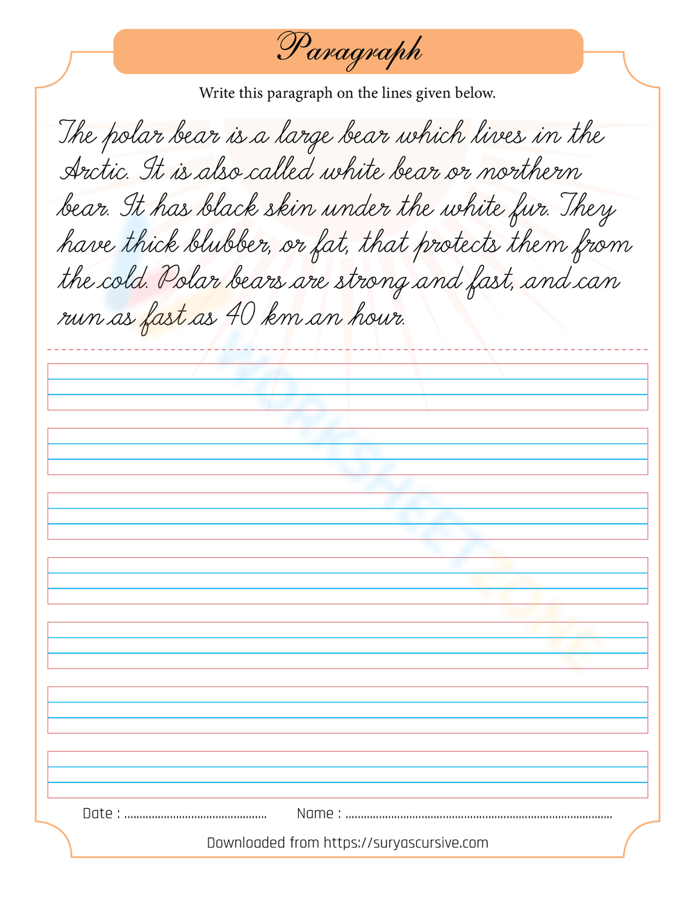 Grade 5 Handwriting Worksheets Printable