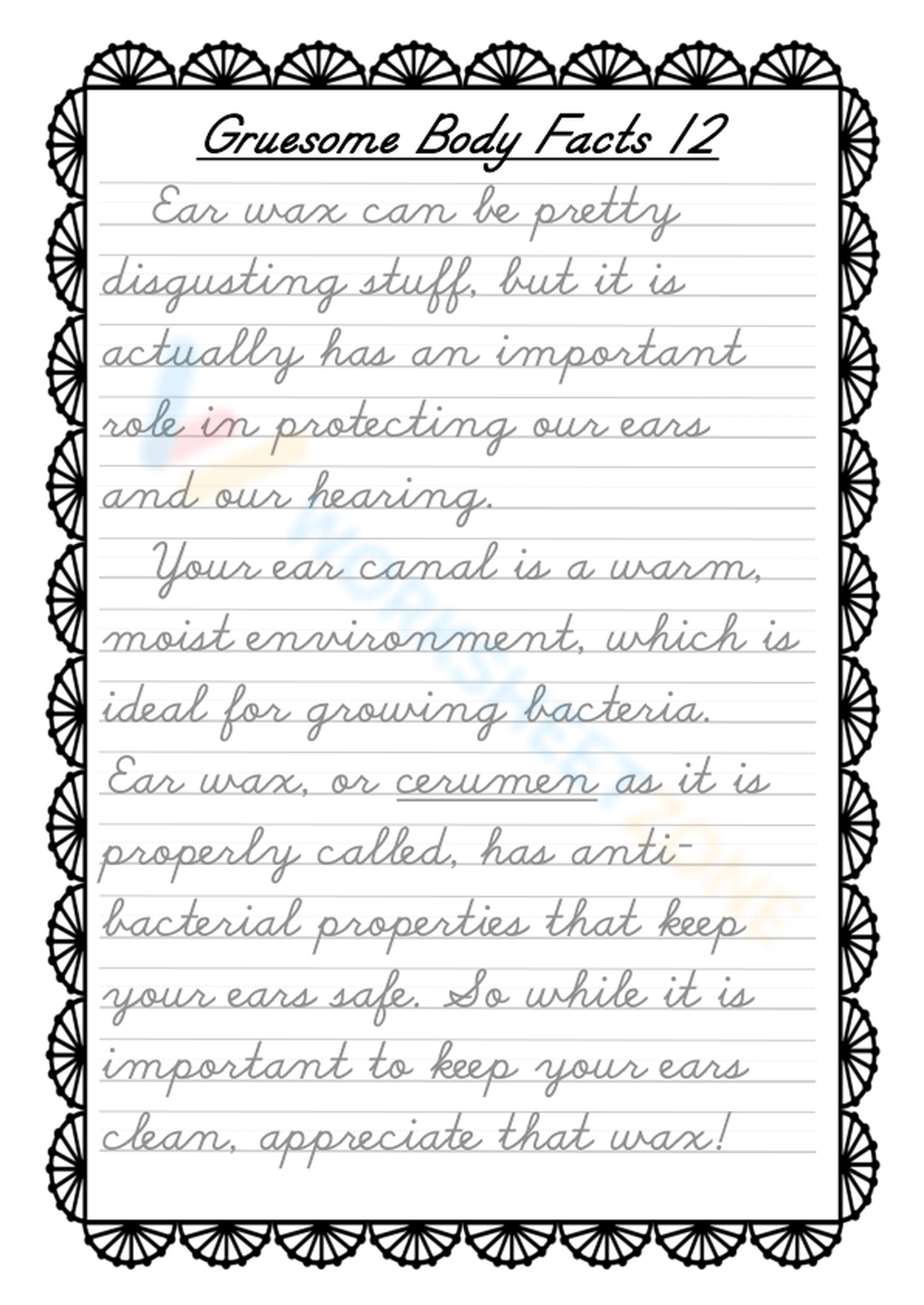 Grade 6 Handwriting Worksheets