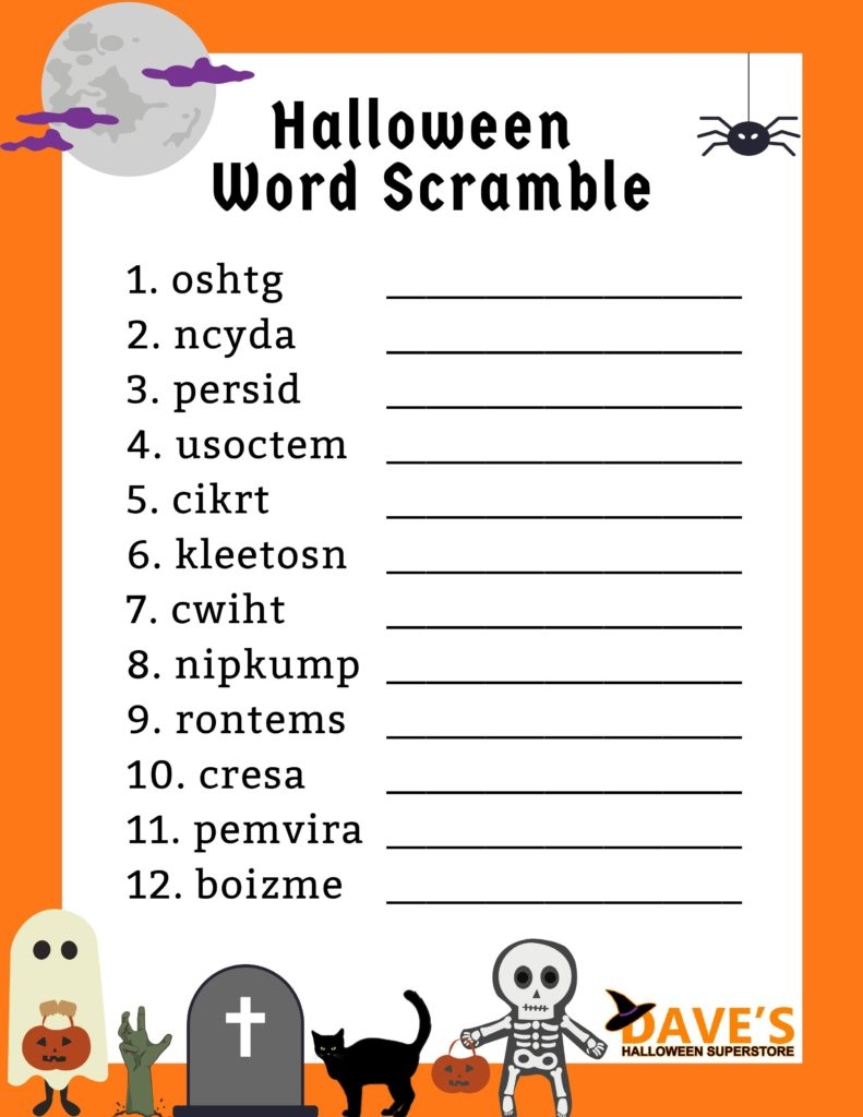 Halloween Printable Word Scramble Dave s Christmas Wonderland