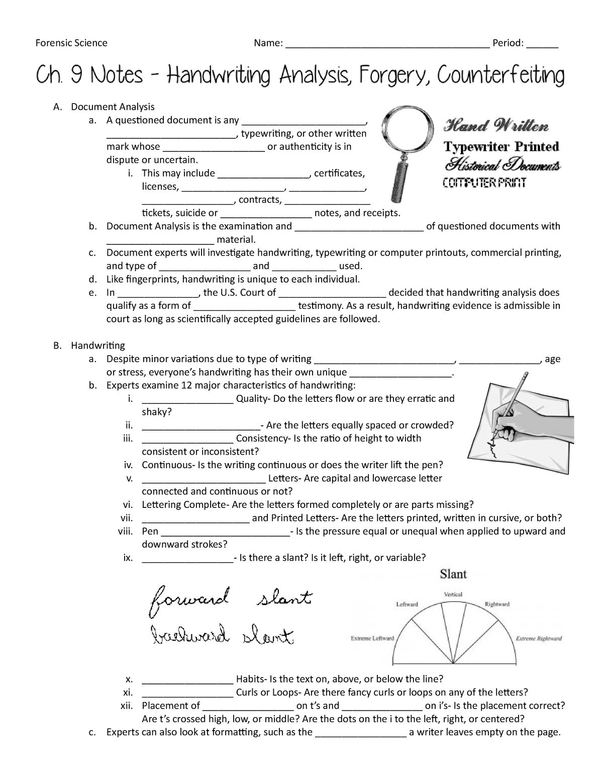 Handwriting Analysis Forgery And Counterfeiting Questioned Notes Worksheets Library