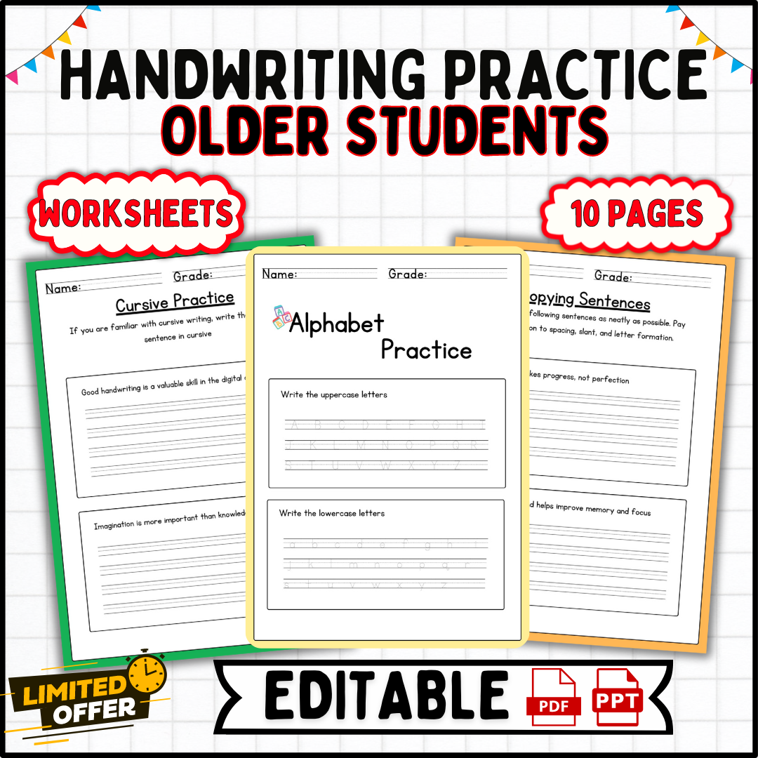Handwriting Practice For Older Students Cursive Writing Worksheets 3rd 6th Made By Teachers