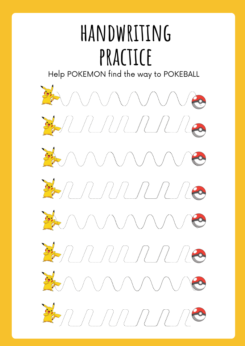 Handwriting Practice Pokemon Pikachu Handwriting Practice Pokemon Pikachu