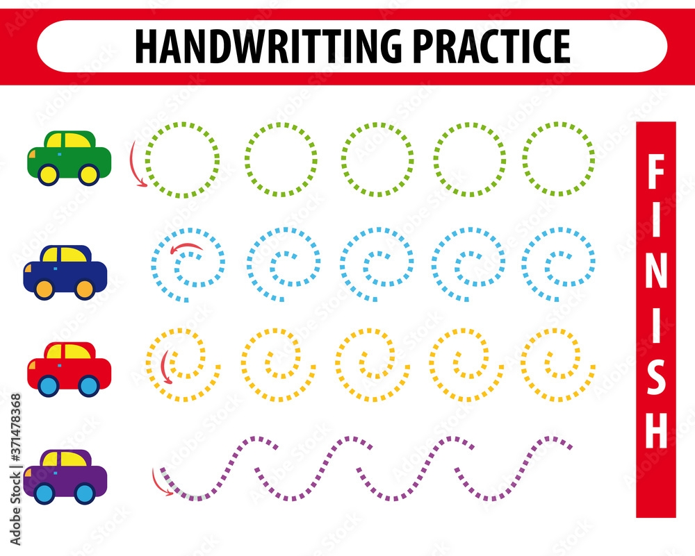 Handwriting Practice Sheet Educational Children Game Printable Worksheet For Kids Preschool Activity Worksheet For Printing Learning To Write Practicing Fine Motor Skills Trace The Lines Stock Illustration Adobe Stock Handwriting Practice Sheet Educational Children Game Printable Worksheet For Kids Preschool Activity Worksheet For Printing Learning To Write Practicing Fine Motor Skills Trace The Lines Stock Illustration Adobe Stock