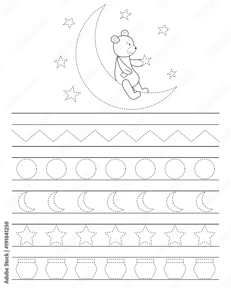 Handwriting Practice Sheet For Kids Good Night Teddy Bear Printable Worksheet Coloring Page Or Book Practicing Fine Motor Skills Educational Game For Children Stock vektor Adobe Stock Handwriting Practice Sheet For Kids Good Night Teddy Bear Printable Worksheet Coloring Page Or Book Practicing Fine Motor Skills Educational Game For Children Stock vektor Adobe Stock