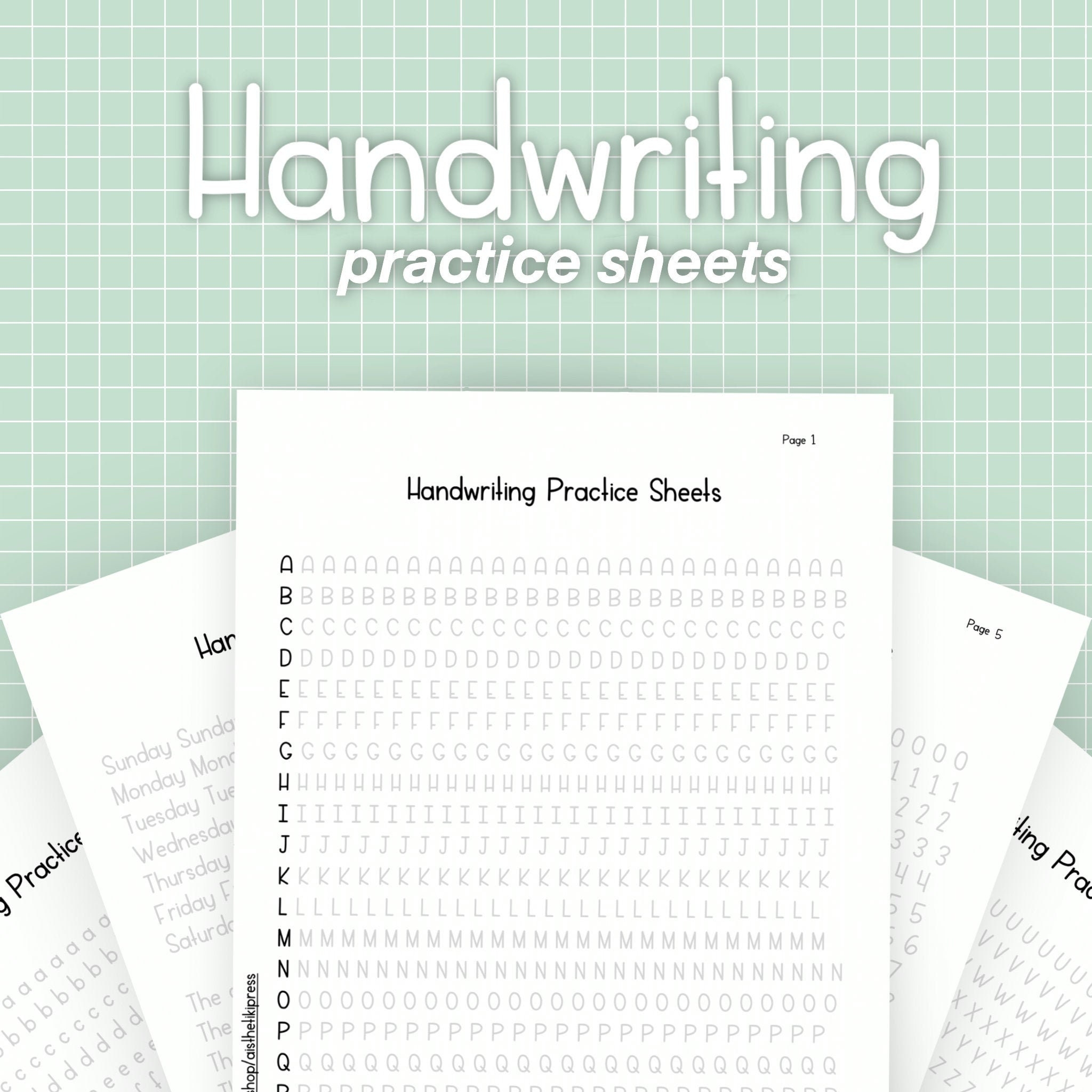 Handwriting Practice Sheets For Neat And Aesthetic Handwriting Worksheet Digital Workbook Improve Penmanship Printable Etsy