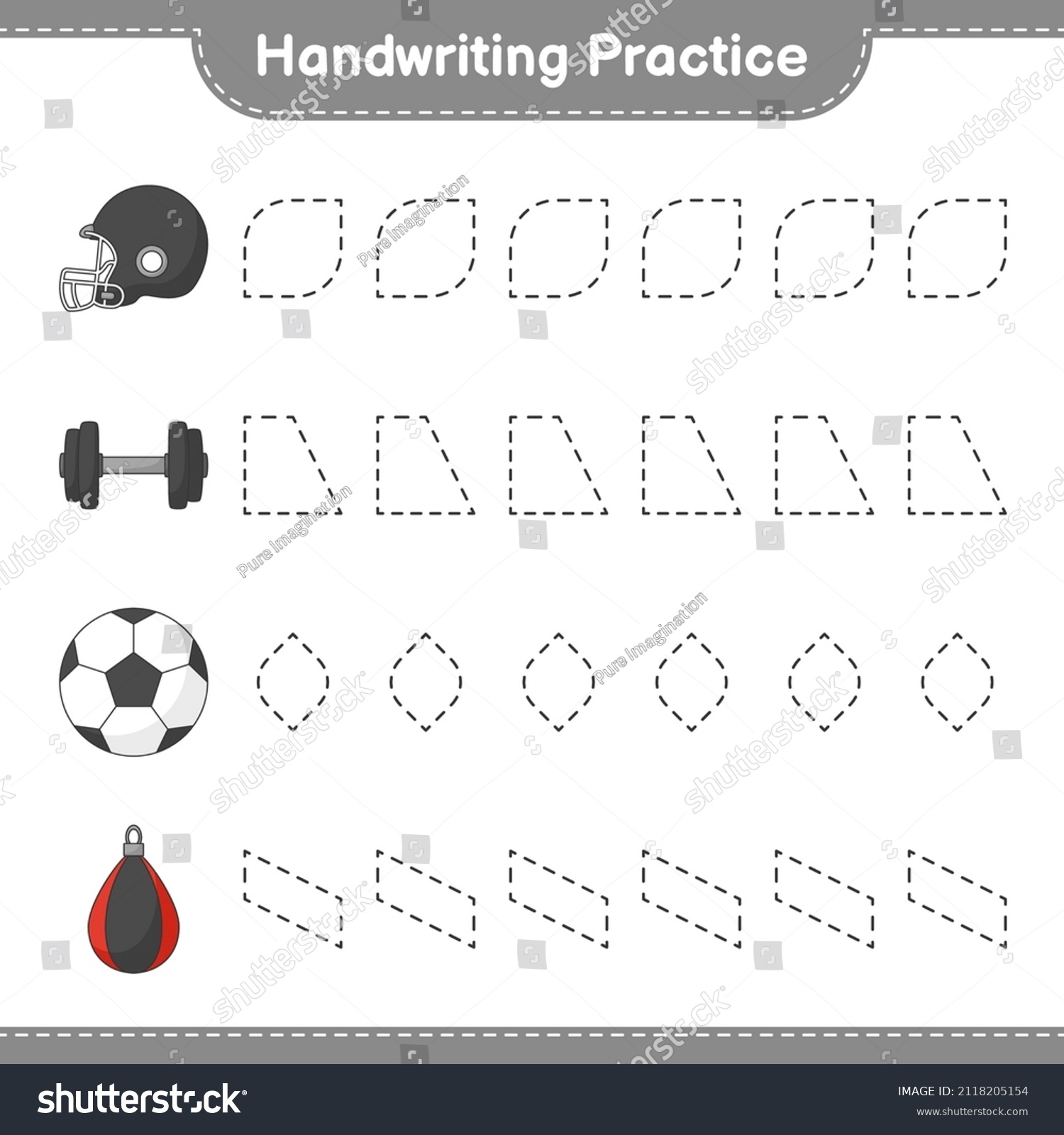 Handwriting Practice Tracing Lines Soccer Ball Stock Vector Royalty Free 2118205154 Shutterstock