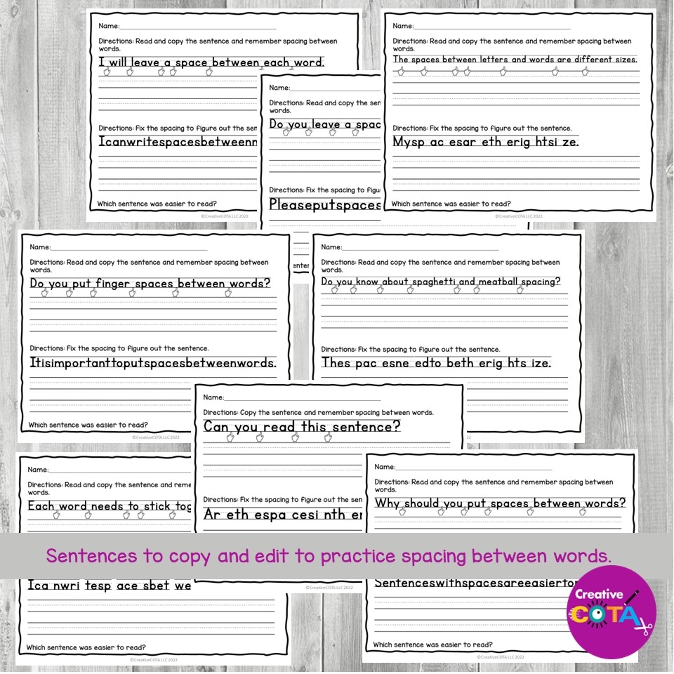 Handwriting Spacing Between Words Your Therapy Source