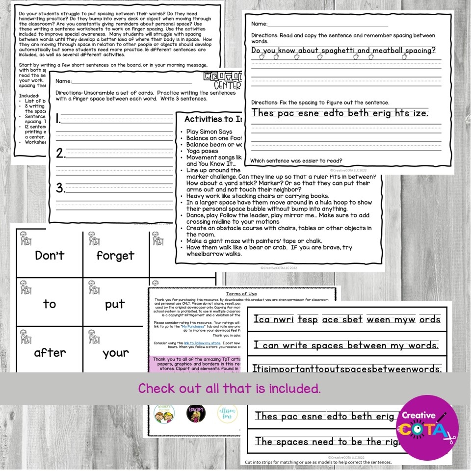 Handwriting Spacing Between Words Your Therapy Source