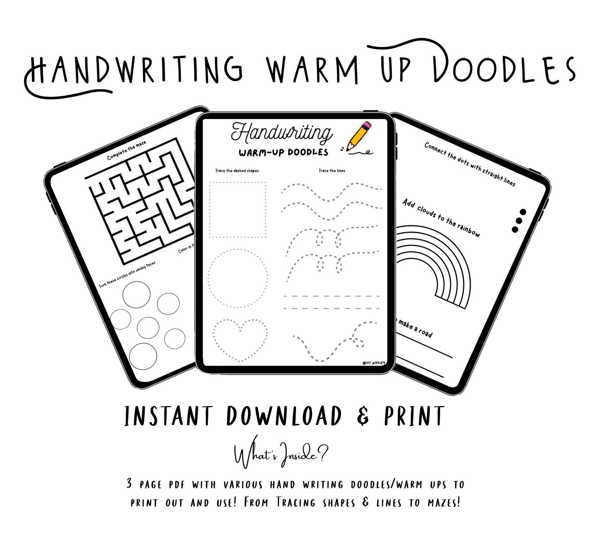 Handwriting Warm Up Doodles Etsy