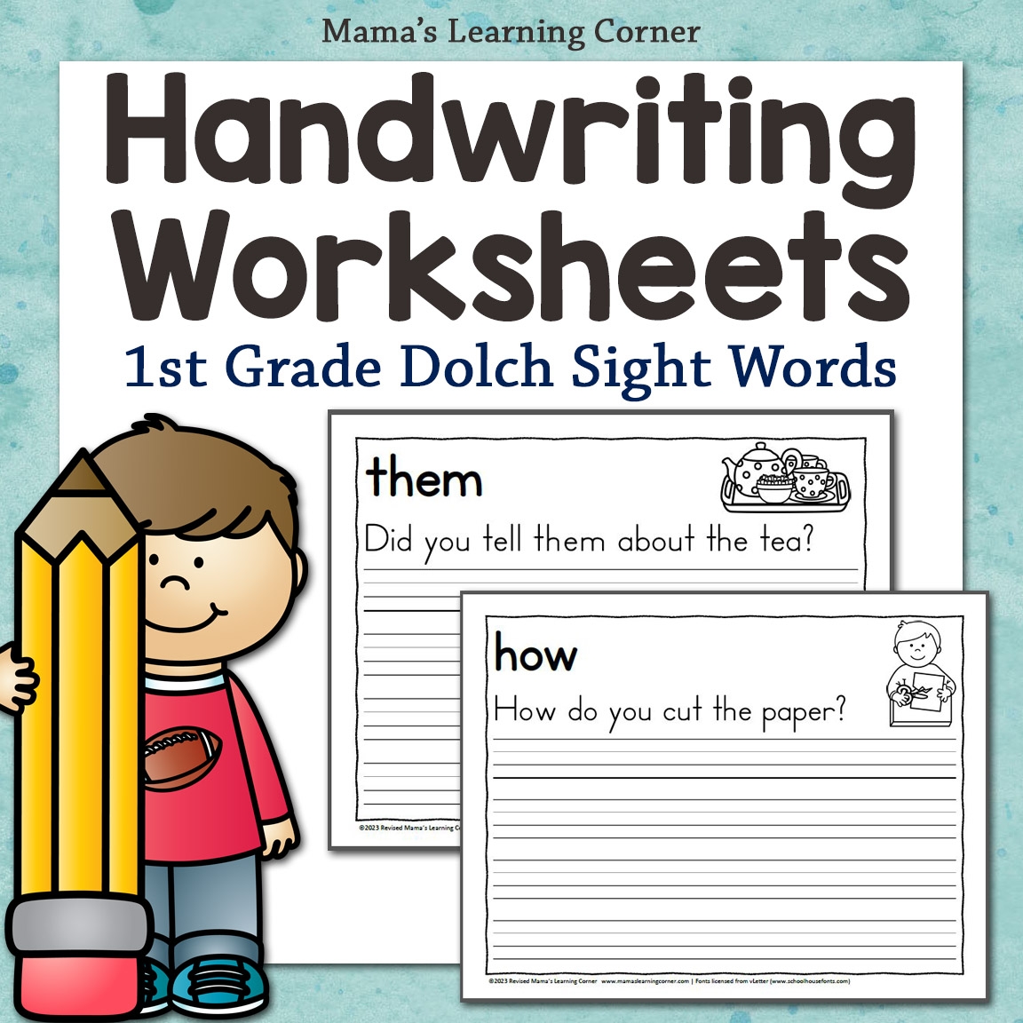 Handwriting Worksheets For Kids First Grade Dolch Sight Words Mamas Learning Corner