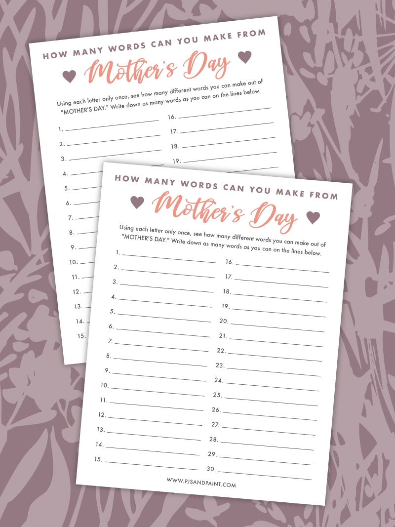 How Many Words Can You Make From Mother s Day