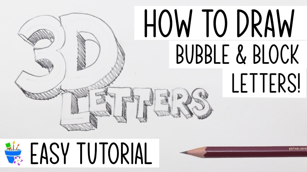 How To Draw 3D Letters Bubble Block Letters YouTube