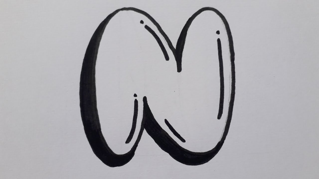 How To Draw Graffiti Bubble Letter N Easy Drawing Capital Letters For Beginners Art On Paper YouTube