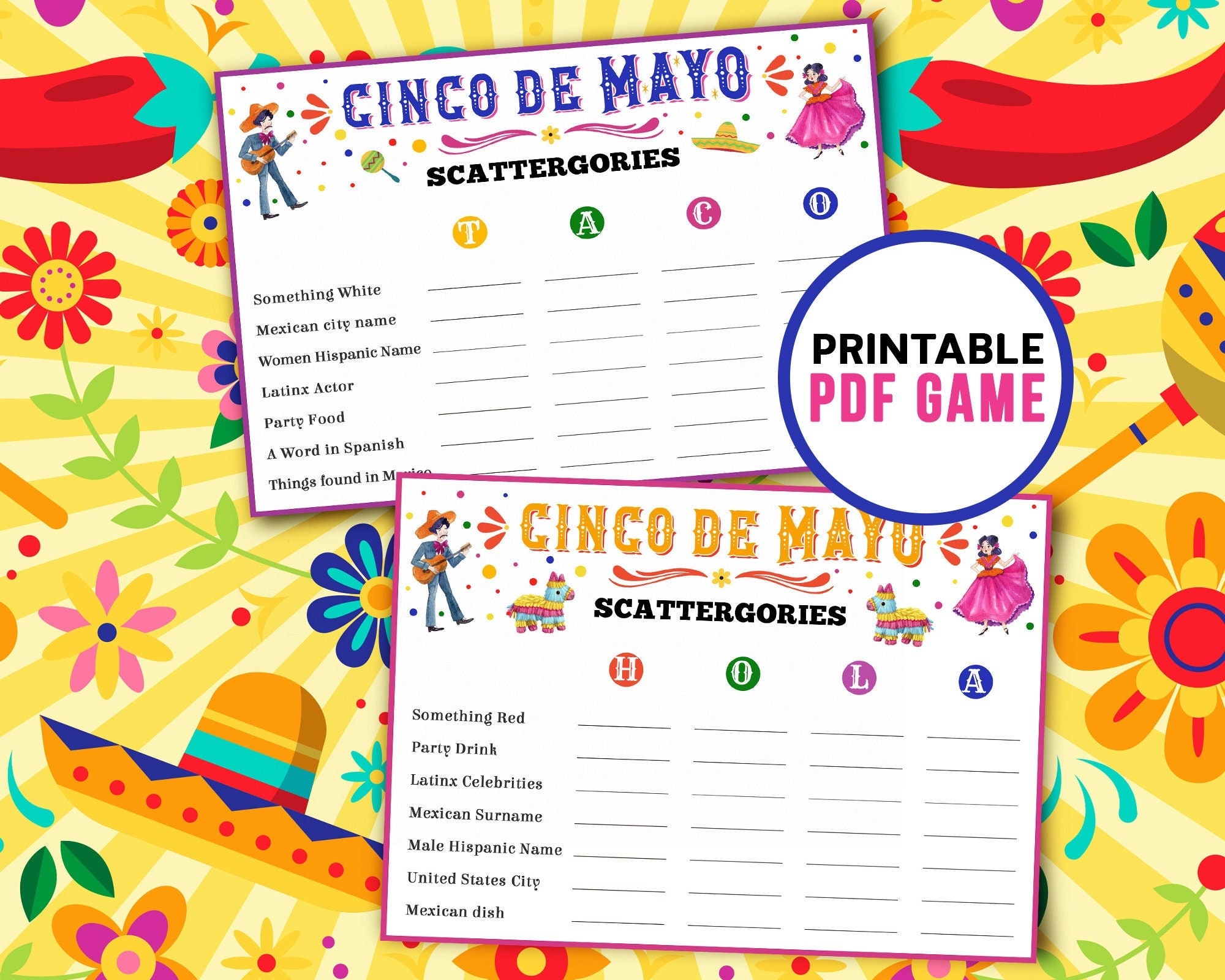 Juego Scattergories El Corte Ingles Cinco De Mayo Scattergories Printable Games For Adults Kids