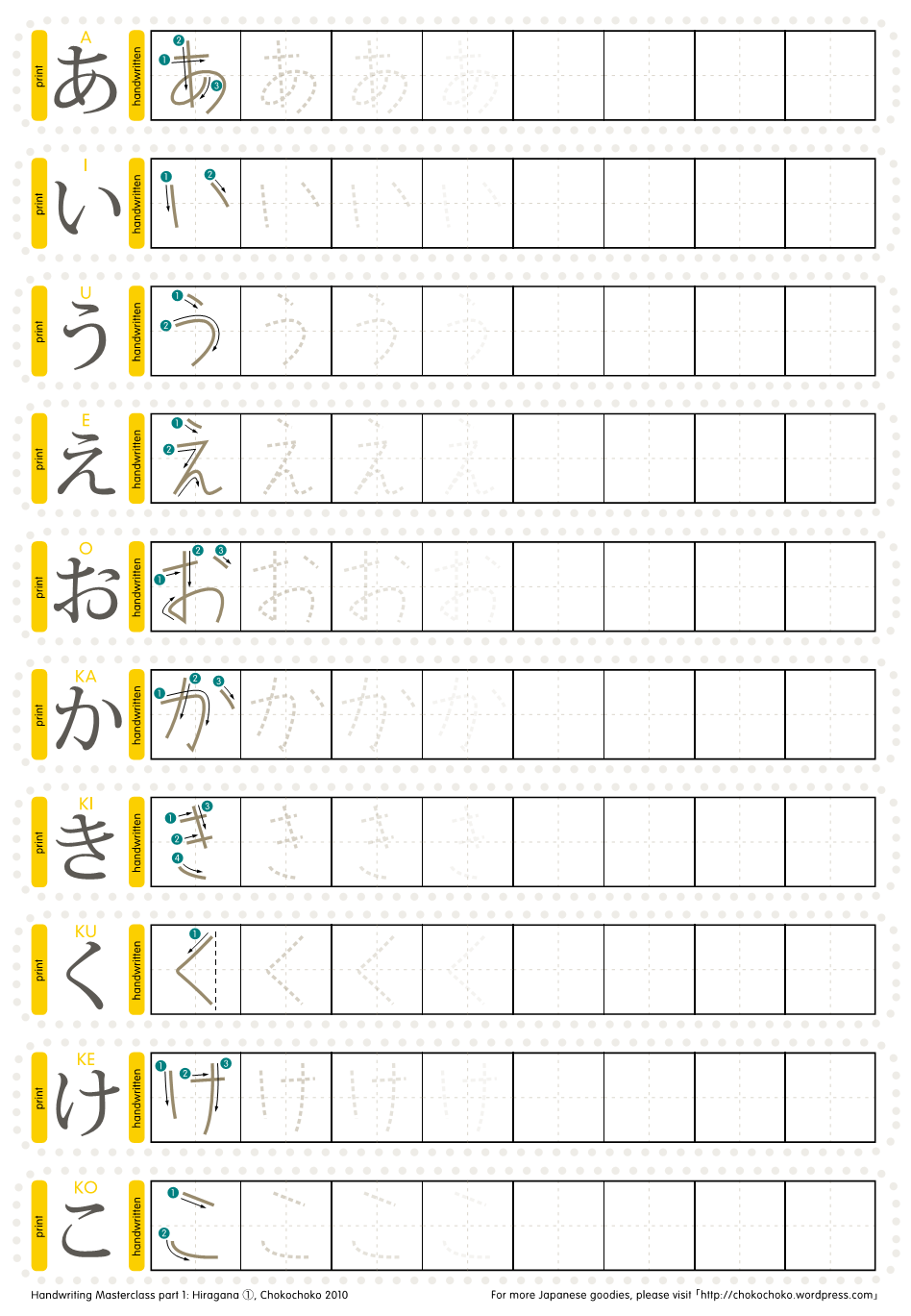 Kana Handwriting Practice Sheets Japanese Quizzes Kana Handwriting Practice Sheets Japanese Quizzes