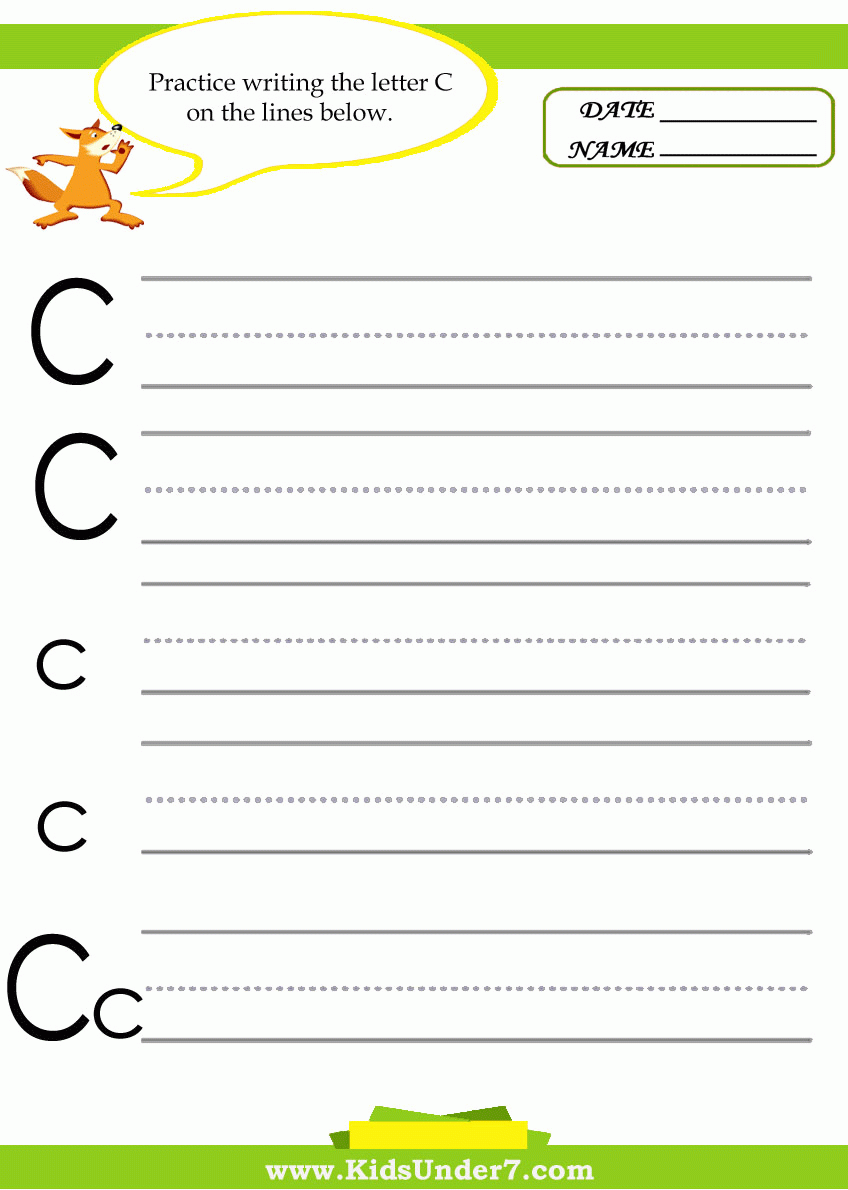 Kids Under 7 Letter C Practice Writing Worksheet